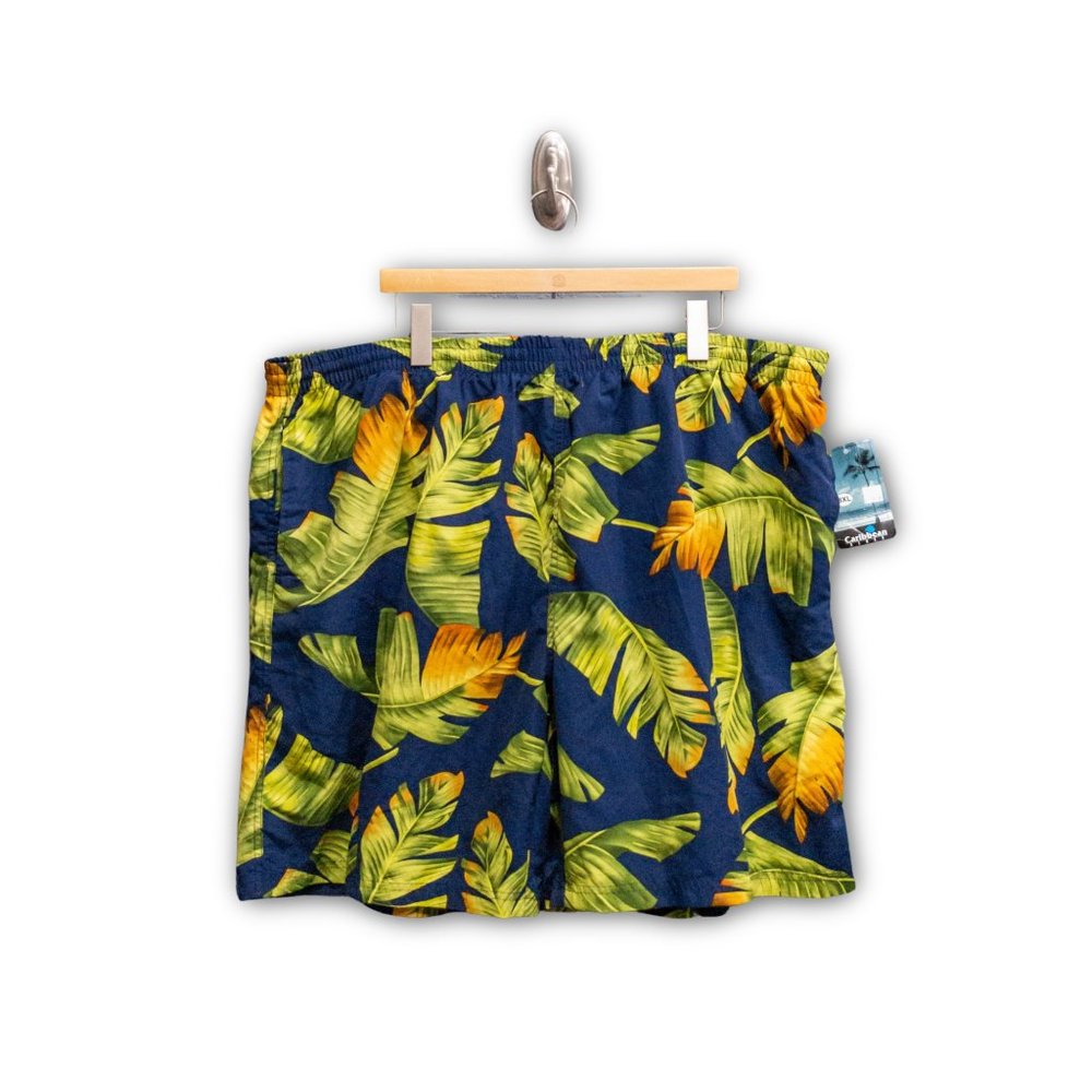 NWT Caribbean Blues Tropical Swim Shorts, Size 3XL